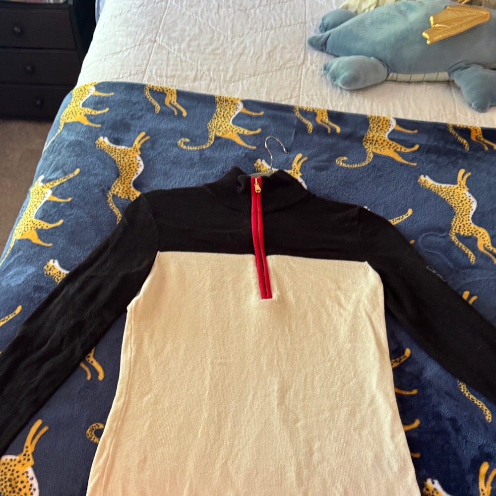 Ralph Lauren Black and White Knit Quarter Zip